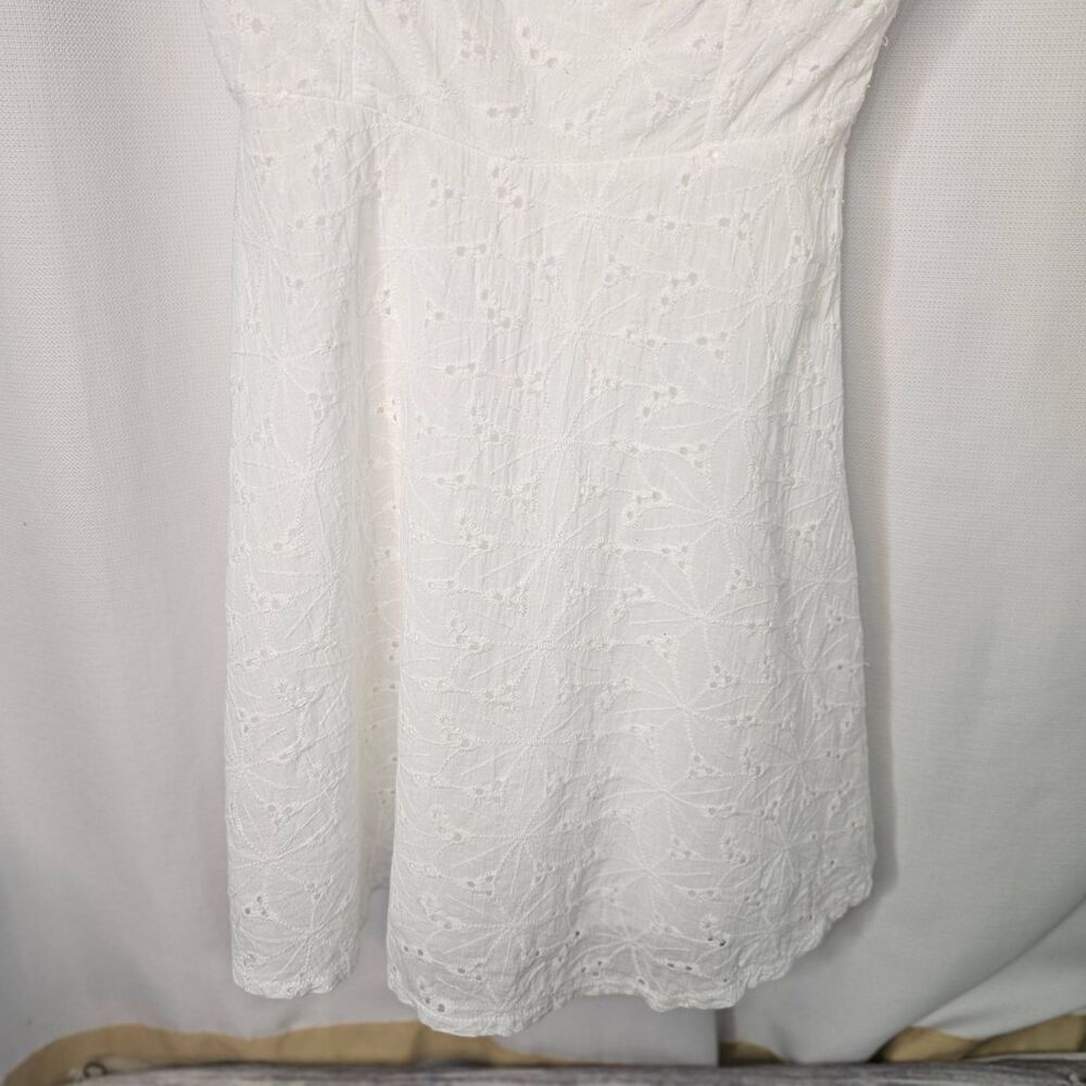3 X 25 Lulus Dress Womens S White Aline Mini Eyelet Bow Embroidered Sleeveless - Picture 5 of 12